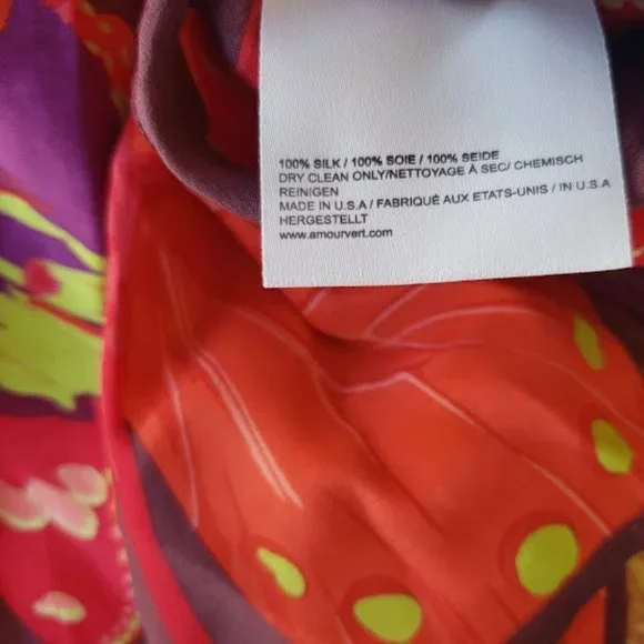 Amour Vert Red Dalila Silk Butterfly Print Tunic Shift Mini Dress M - Picture 11 of 11